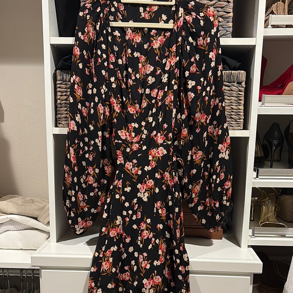 A.L.C. Black Floral Long Sleeve Dress